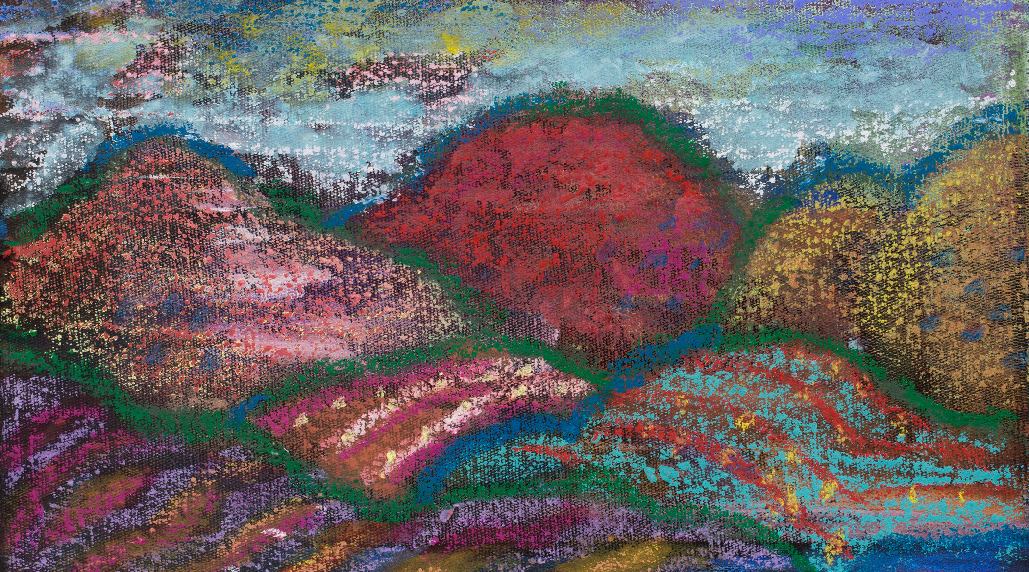 Whimsical Landscape with Red Hill